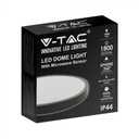 VT-8618S/R 18W LED DOME LIGHT MICROWAVE SENSOR 4000K ROUND BLACK FRAME IP44