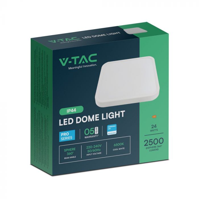 VT-8624S-W-RD  24W LED DOME LIGHT MICROWAVE SENSOR ROUND WHITE FRAME IP44
