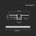 VT-8102 ALUMINUM PROFILE SET 2000MM MILKY 2000x52.1x13.3mm