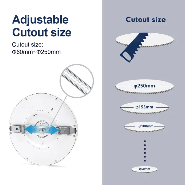 AIGOSTAR ADJUSTABLE PANEL LED 24W CCT -  Ф60-250mm/290mm Flush &amp; Surface Mount