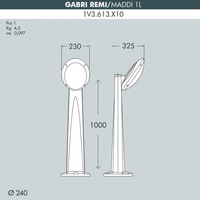 Fumagalli - Lanterne LED Gabri Remi/Lucia Noir - 1 Lumière E27 MAX 240V - IP66  