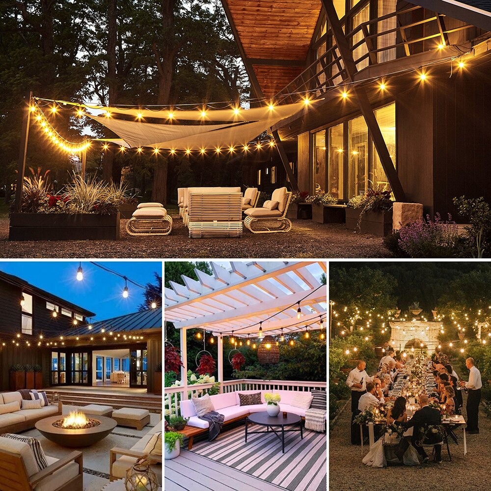 AV-713-15 Waterproof String Light  15m + 3m Extra + Pack 15 Pcs Decorative Bulbs S14-E27-2W