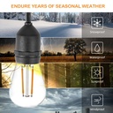 AV-713-15 Waterproof String Light  15m + 3m Extra + Pack 15 Pcs Decorative Bulbs S14-E27-2W 2700K