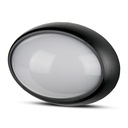 Plafonnier ovale complet IP54 VT-8010 12 W, corps noir, 6 400 K