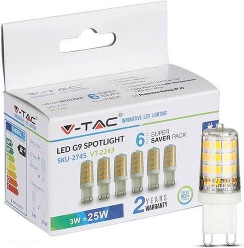 VT-2243 3W LED KUNSTSTOF SPOTLIGHT G9 6 STUKS/PAK