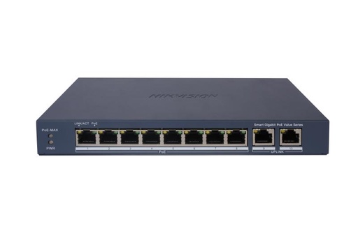 Hikvision DS-3E1510P-EI/M 8-poorts Gigabit Smart POE-switch - PoE-vermogen budget 60W