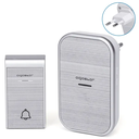 Aigostar - Sonnette sans fil AC Silver et récepteur enfichable, 36 sonneries, 3 niveaux de volume, portée 150 m - IP44, 1 émetteur et 1 récepteur enfichable