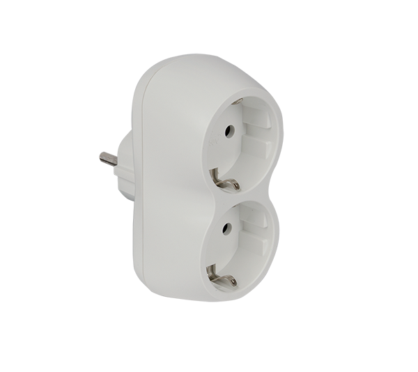 ELMARK DUBBELE ADAPTER MET 16A 250V Duits-NL stopcontact