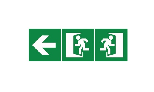 PICTOGRAMME ADHÉSIF P1 300X100MM (FLÈCHE+2 PORTES)