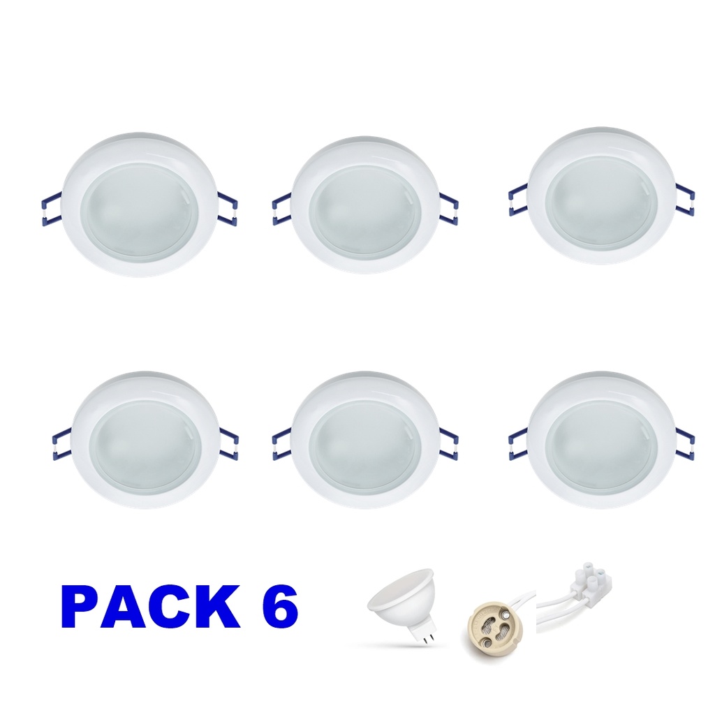Inbouwspot ELMARK LED - 6W - Rond - Etanche IP44 - Niet dimbaar - Ø 70mm - Verpakking van 6 - Wit - 25000h
