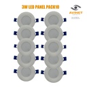 Panneau lumineux LED 3 W AV-301 220 V rond, paquet de 10