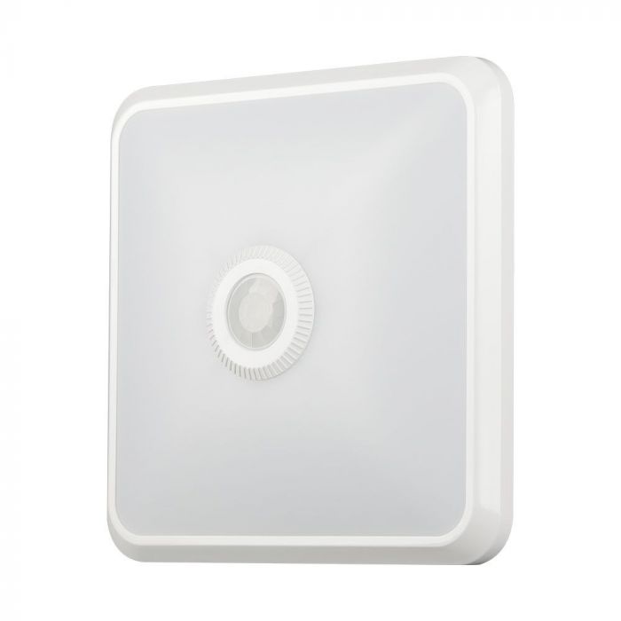 VT-81003 12W LED-KOEPELVERLICHTING MET PIR-SENSOR SAMSUNG CHIP 3-IN-1 VIERKANTE WITTE BEHUIZING