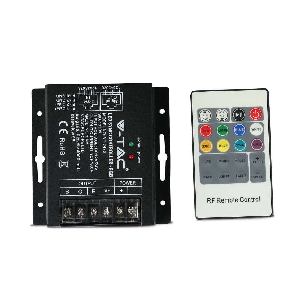 Contrôleur LED RGB VT-2420 288 W avec télécommande RF 20 touches