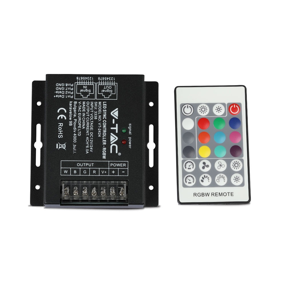 Contrôleur de synchronisation LED RGBW VT-2424 avec variateur RF 24 bits
