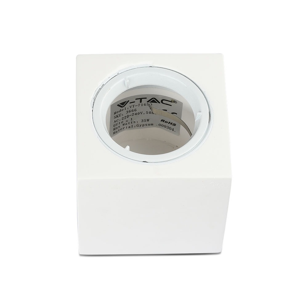 VT-716 1XGU10 FITTING MET ALUMINIUM RING VIERKANT - WIT