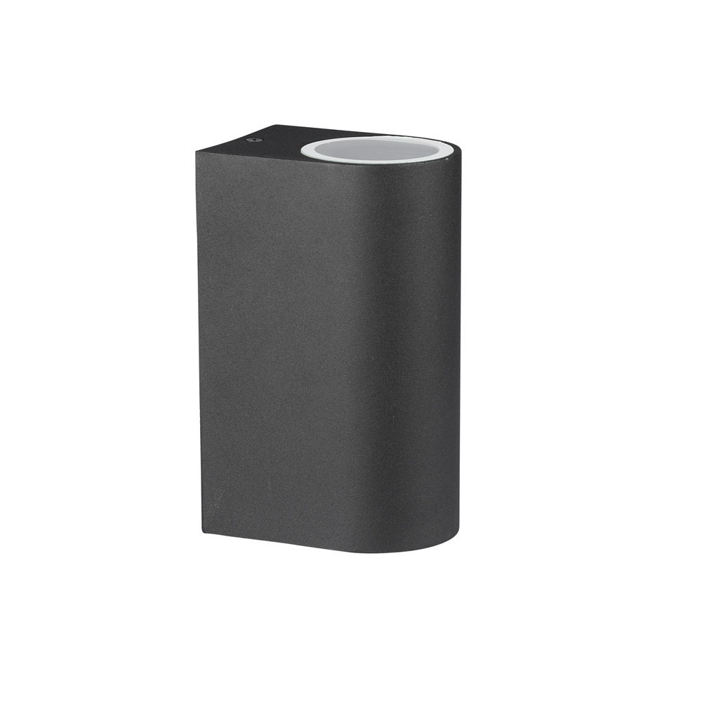 VT-7652 SLANKE GU10 WANDARMATUUR (ALUMINIUM) ROND-ZWART 2-WEG IP44