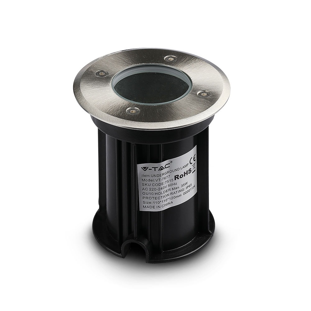 VT-7677 GU10 RD RACCORD ENCASTRÉ, CORPS EN ACIER INOXYDABLE - NOIR IP65