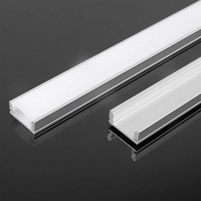 VT-8157 LED Strip Mounting Kit With Diffuser Aluminum 2000x17.4x7mm Silver