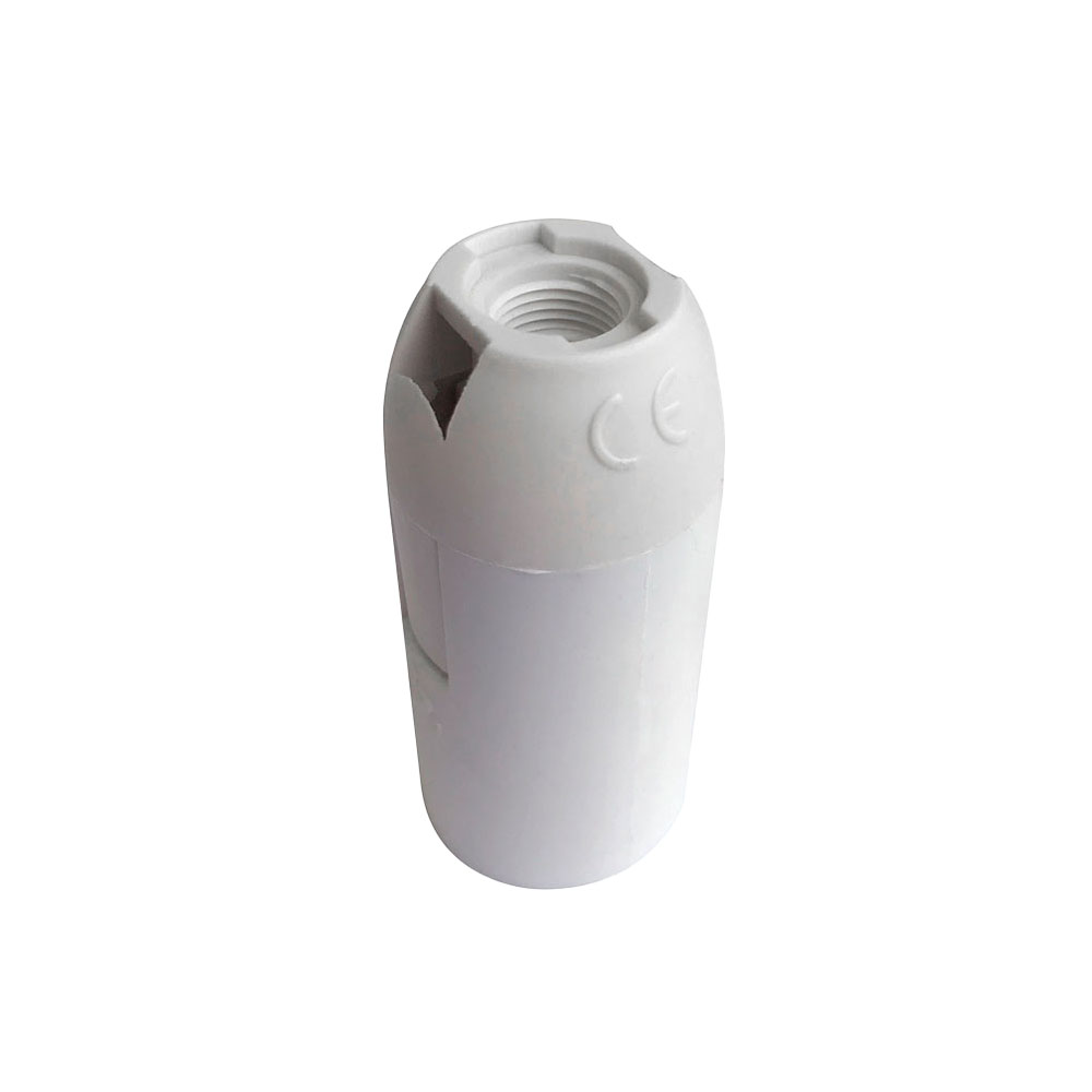 E14 LAMPHOUDER (POLYBAG+KAART) - WIT MET VEERAANSLUITINGEN