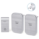 Aigostar - Sonnette sans fil et 2 récepteurs enfichables, 36 sonneries, 3 niveaux de volume, portée 150 m, IP44, argent