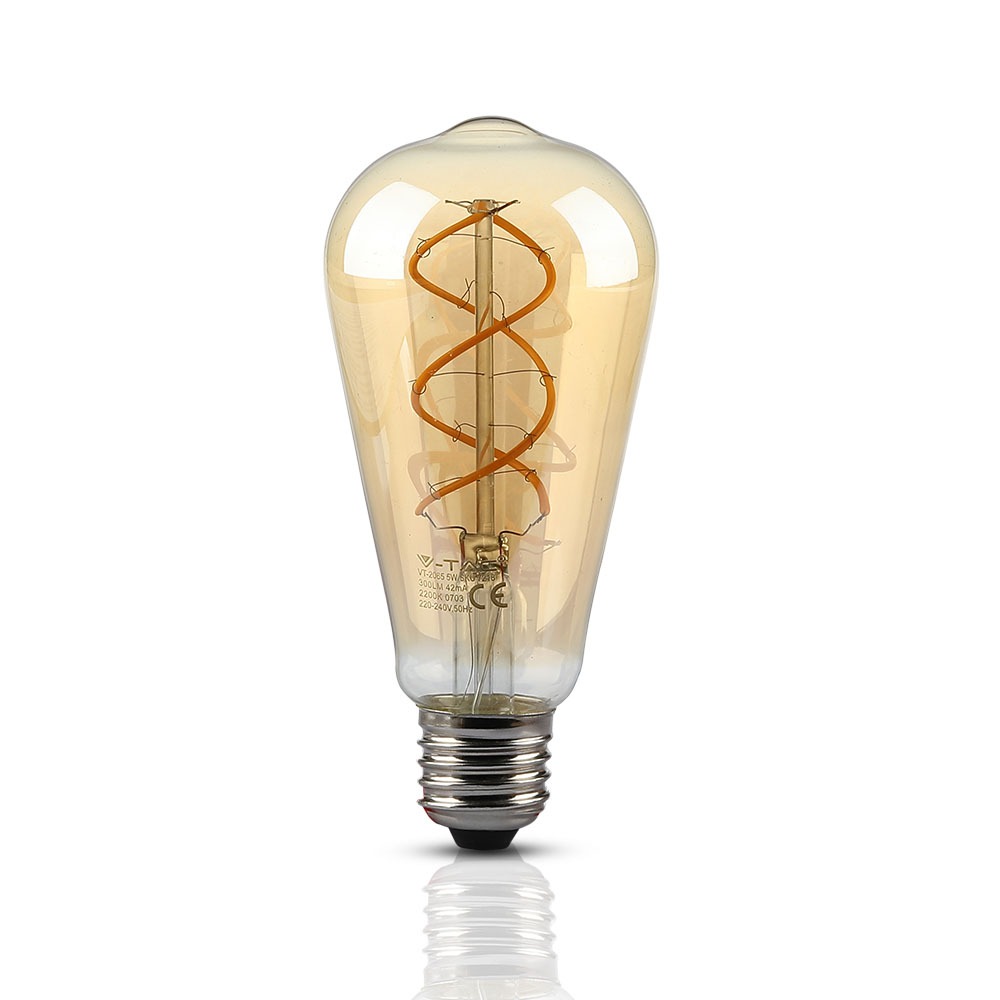 Ampoule à filament VT-2065 5 W ST64 en verre ambré, code couleur 2 200 K - Blanc chaud