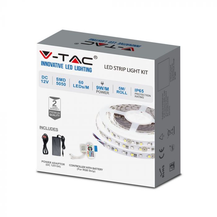 ENSEMBLE DE BANDES LED SMD5050 30 LED RVB IP65 Rouleau : 5 m