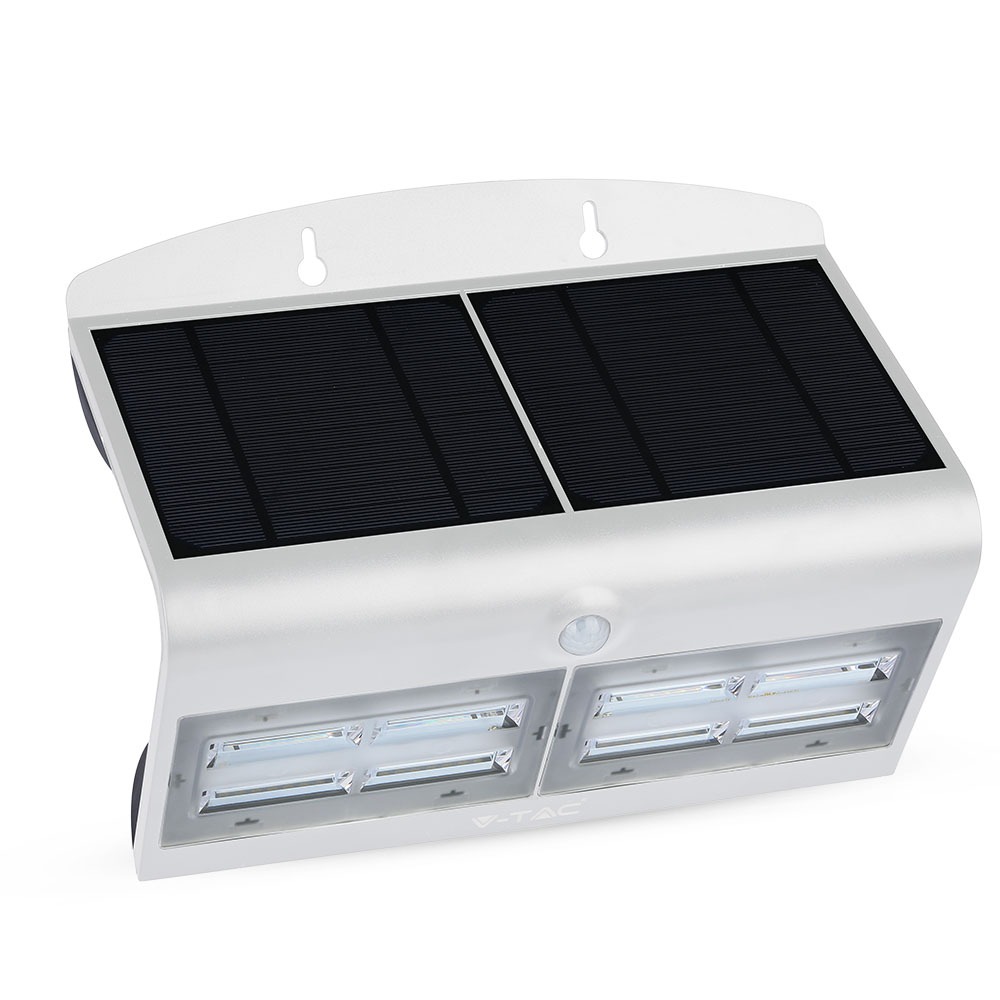 VT-767-7 7W LED SOLAR WANDLAMP - WIT + ZWARTE BEHUIZING Kleurcode 4000K-Dagwit