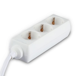[8823] Prise 3 voies VT-1163-3 (3G1,5 mm² x 1,5 m), emballée dans un sachet en polyéthylène avec carte, blanche