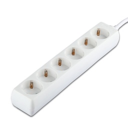 [8760] Prise VT-1106-2 6 voies (3G1,5 mm² x 1,5 m), emballée dans un sachet en polyéthylène avec carte, blanche