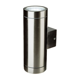 [7507] VT-7642 SLANKE GU10 WANDAANSLUITING, ROESTVRIJSTALEN BEHUIZING - 2-WEG IP44