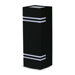 [7512] VT-7662 GU10 WANDARMATUUR VIERKANT, RVS BEHUIZING MET RAND - ZWART 2-WEG IP44
