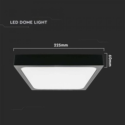 [7672] VT-8618SB-SQ Plafonnier LED 18 W avec capteur micro-ondes 4 000 K, carré, cadre noir, IP44