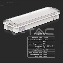 [7687] VT-996 3W LED NOODUITGANGSVERLICHTING EUR 464,00 MET ZELFTESTKNOP KLEURCODE: 6400K