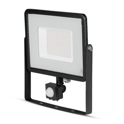 [471] VT-50-S 50W - 6400K Cold White  SMD PIR SENSOR FLOODLIGHT WITH SAMSUNG CHIP  BLACK BODY GREY GLASS