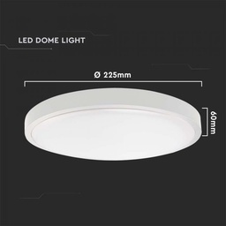 VT-8618S-W-RD Plafonnier LED 18 W avec capteur micro-ondes, cadre rond blanc, IP44