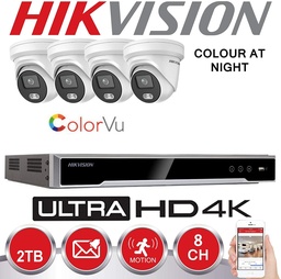 [IPHK-CLV-44T] HIKVISION IP Surveillance Kit 4x Colorvu G1 ProIP Cameras 4 MP Fixed Lens 4.0mm  IR 30M + NVR HIKVISION 4 Ch - hard drive Preinstalled 2TB