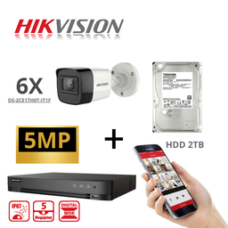 [TVIKIT5M-B6] HIKVISION Set Turbo-HD 5 MP 6x Camera - DVR 8 Channel - 6x 5MP Bullet Camera Indoor/Outdoor 2TB HDD