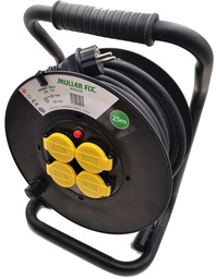 [MFR253G25] Enrouleur de câble professionnel Muller-Fix - 25 m - 4 prises - IP44, H07RN-F - 3G2.5 - 16 A - 250 V - 3 600 W