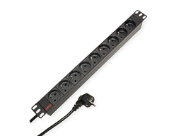 [19.07.1624] ROLINE PDU pour armoire, 9 prises, 45°, 16A, FR/BE, noir, 2,0 m