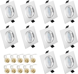 Set van 10 V-TAC Dimbare LED inbouwspots - Kantelbaar - 6,5 Watt - 3000K - 400 Lumen - WIT - Vierkant - IP20 binnenplafondspot