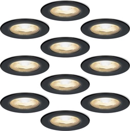 ELMARK 9251R/BL-SET Zwart Set van 10 dimbare LED inbouwspots gu10 6Watt kantelbaar - Zaagsnede 70mm