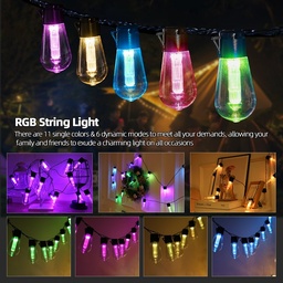 [AV-713-10-RGBCY] Guirlande lumineuse étanche AV-713-10-RGBCY 10 m + 3 m supplémentaires + 15 ampoules décoratives couleur S14-E27-2 W RGBCY