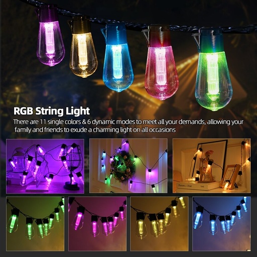 Guirlande lumineuse étanche AV-713-5-RGBCY 5 m + 3 m supplémentaires + 10 ampoules décoratives couleur S14-E27-2 W RGBCY