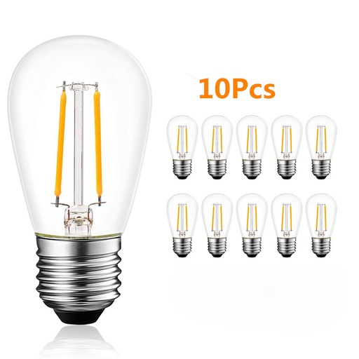 Ampoule décorative S14 2 W - E27 2 700 K, lot de 10 pièces