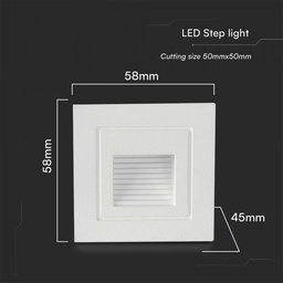 [10376] VT-1128 3W -3000K LED MARCHE-PIED CORPS BLANC CARRÉ 58x58x45mm
