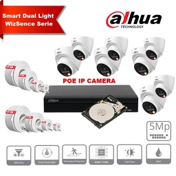 [IPDH-DLW8T-5M] DAHUA Smart Dual Light Active Deterrence WizSense Series 30m IP Camera Kit - 8 x 5 Megapixel 2.8mm Cameras + 8 Channel POE NVR + 4TB Max. 