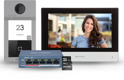 [DS-KIS604-S(C)] Hikvision DS-KIS604-S(C) IP-POE video intercom kit 1x call button Surface Mount Aluminium - 7Inch Touch WIFI Monitor